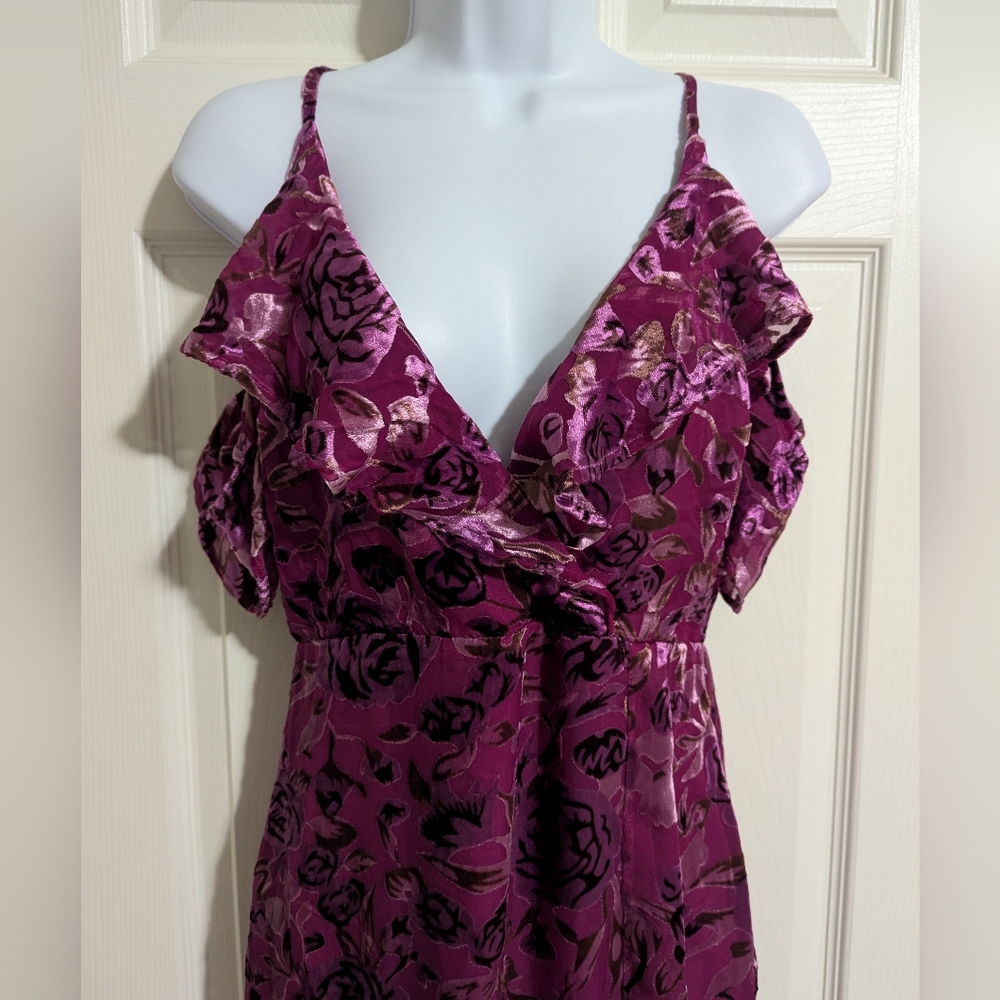 Lulu's Fuchsia Floral Off-Shoulder Midi Dress - Picture 5 of 9